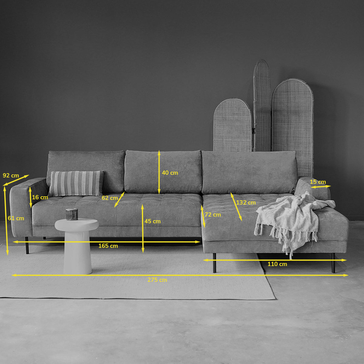 PEPP interiors OREO met chaise longue rechts - Legend 2 Natural